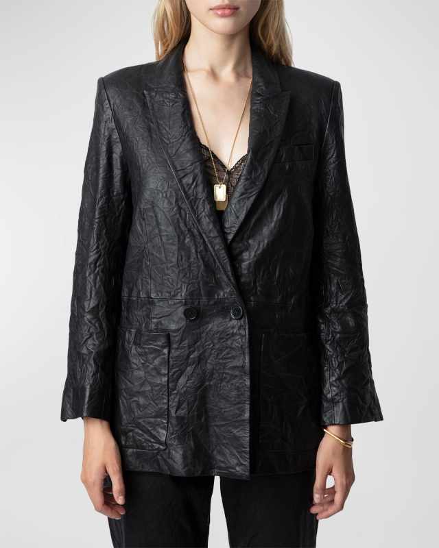 Visko Crinkled Leather Blazer